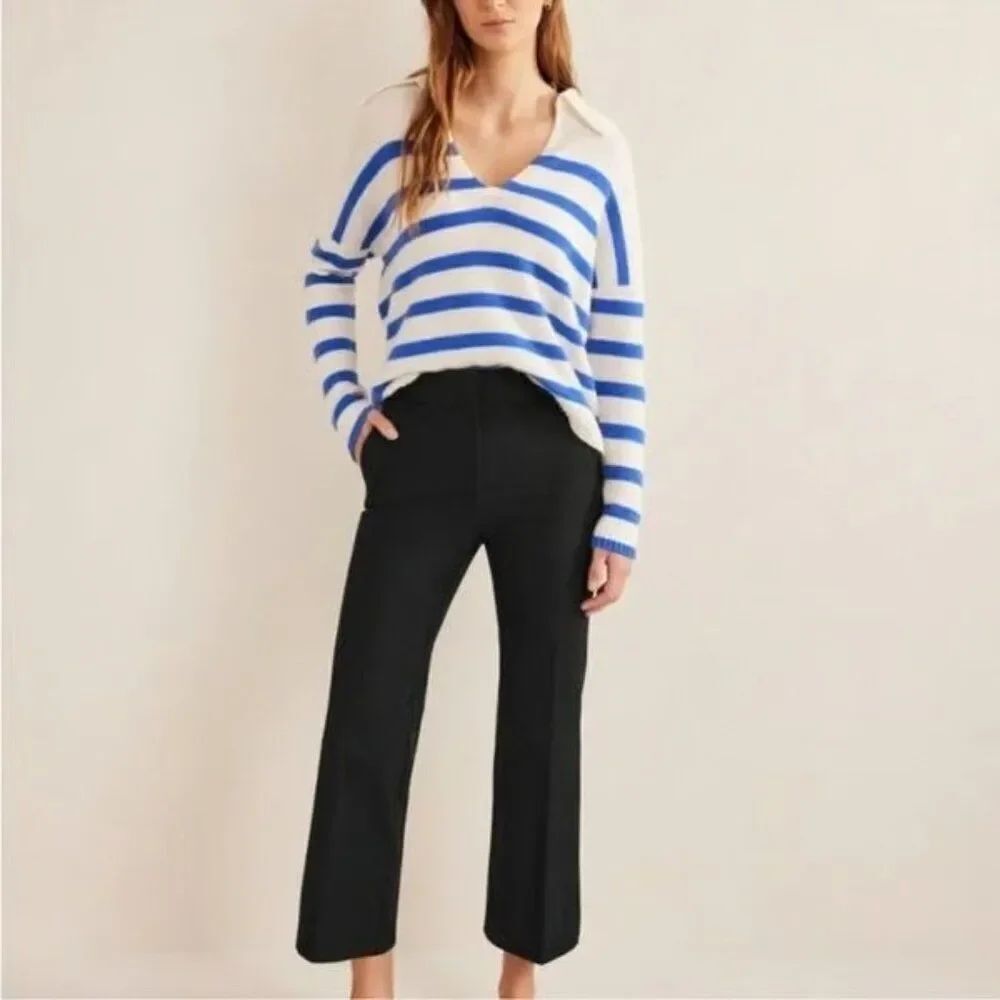 Boden Womens Trousers Bi-Stretch Crop Flare UK 12R US 8 R Black R0249 BLK NWT